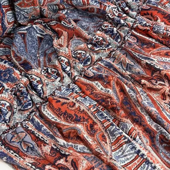 Reba Maxi Dress Mesh Paisley Rhinestone Sleeveless Fit & Flare Ruffle Bo… - Picture 5 of 8